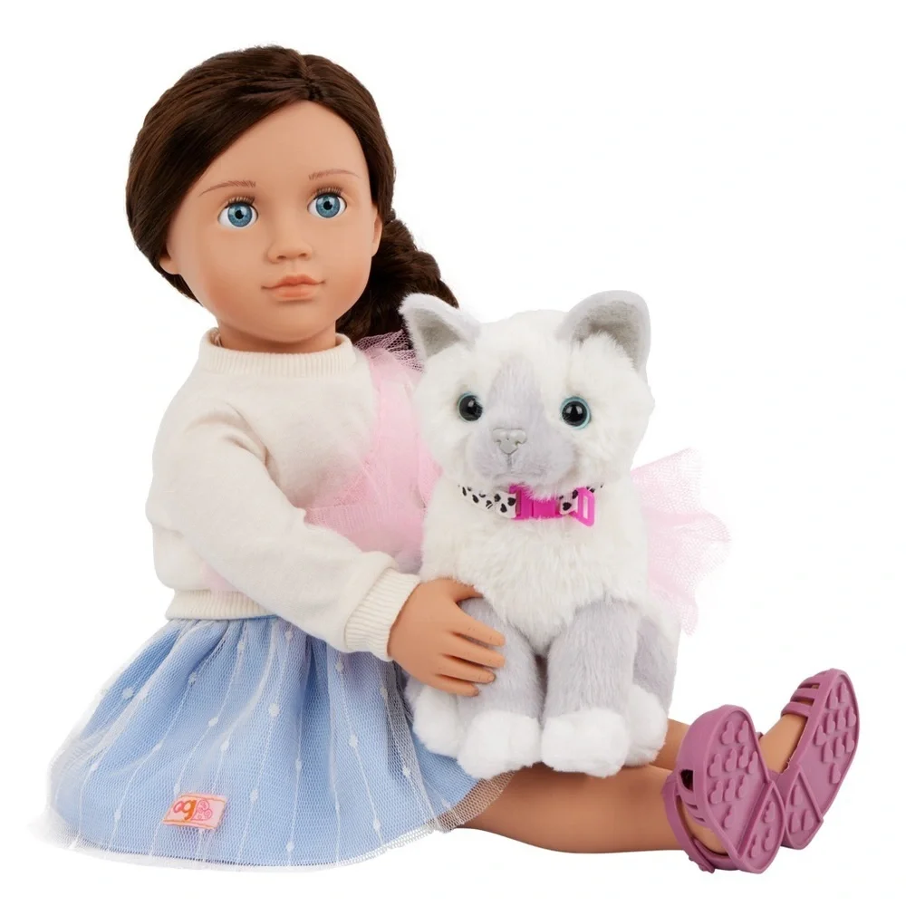 New Our Generation Doll & Pet Set Mindy & Pepper 18” doll and plush kitten set